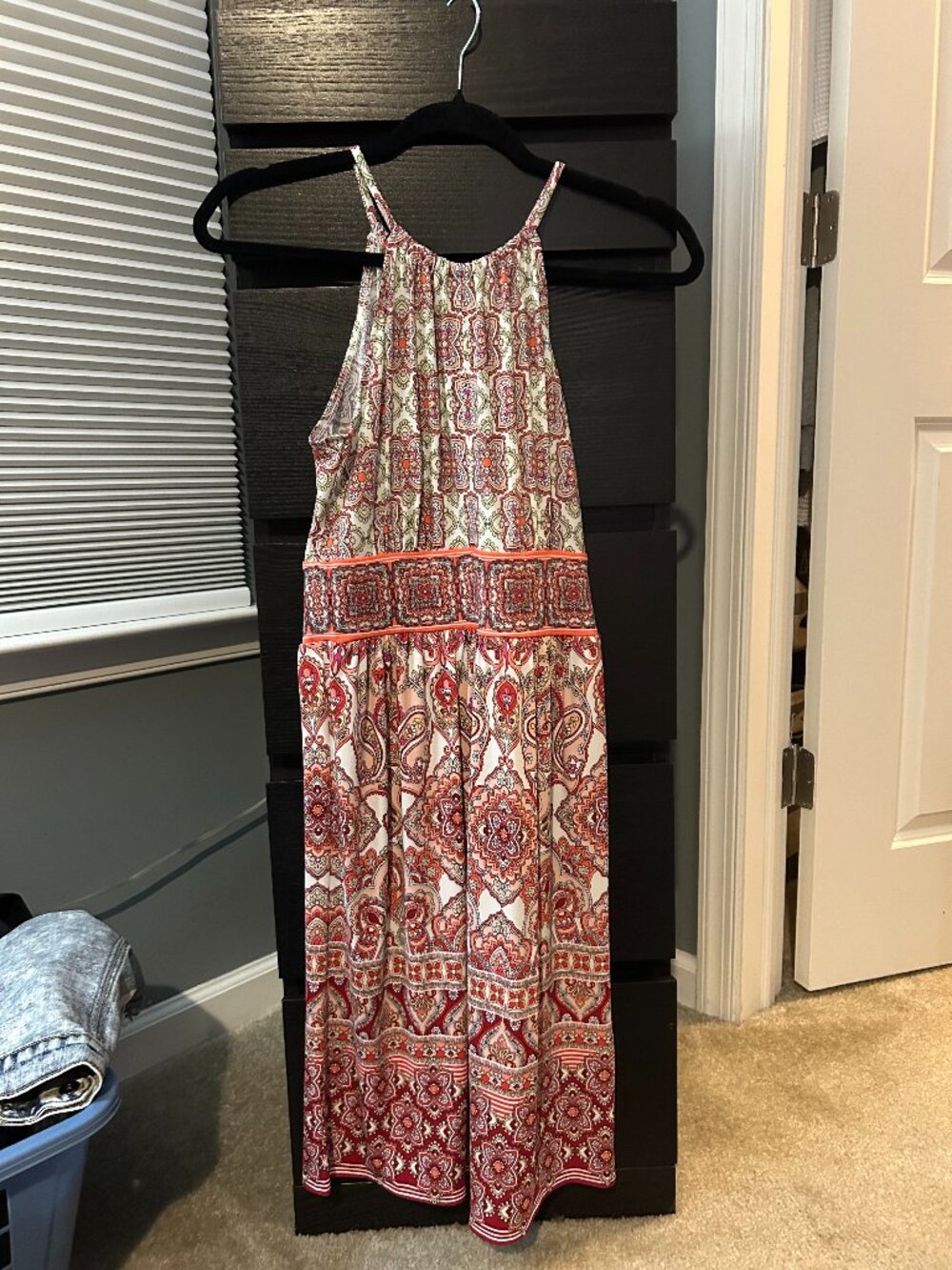 NWT LONDON TIMES Paisley Halter Maxi Dress Coral Pink Orange Gown Size 2